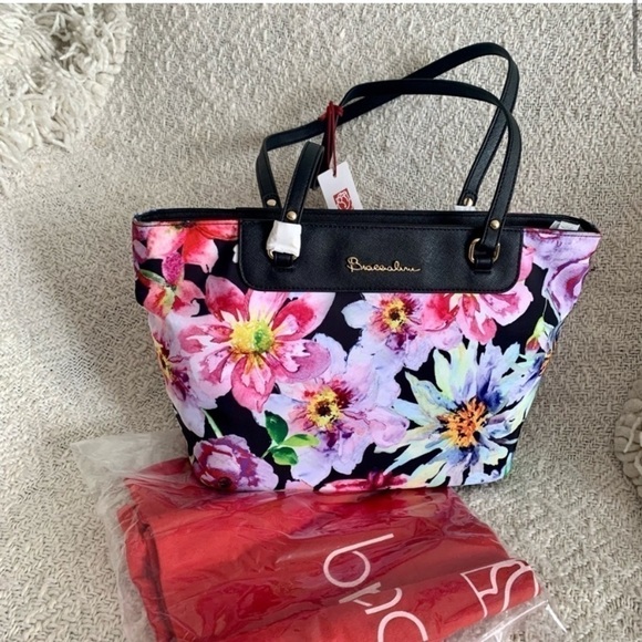 BRACCIALINI NWT & Dust Bag Floral Alessandra Pink Large Tote Bag - Picture 4 of 16